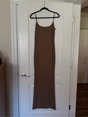 Sea Shell Boutique Brown Slip Maxi Dress with Adjustable Straps